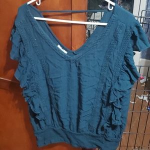 Maurices teal flutter sleeve blouse